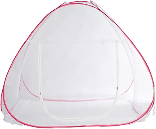 Fun Homes Polyester Foldable Mosquito Net Tent,Single Bed, 6.5 Ft X 4 Ft (Pink), Full (F_26_FUNHOME016877)