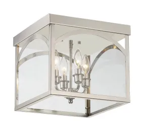 GARRETT 4 LIGHT CEILING MOUNT, POLISHED NICKEL