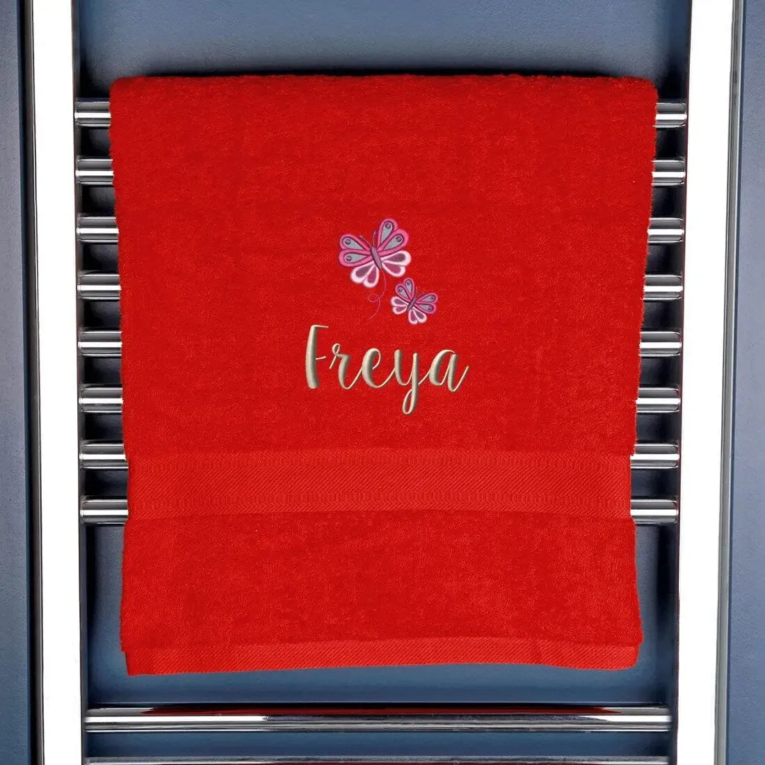 Girl's Personalised Butterfly Bath Towel