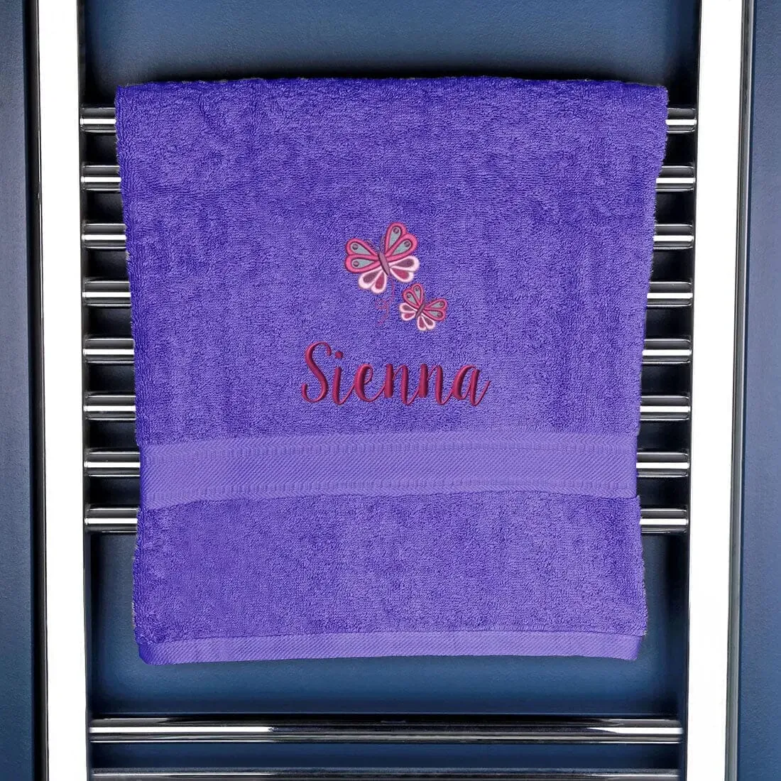 Girl's Personalised Butterfly Bath Towel