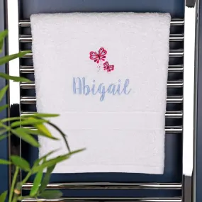 Girl's Personalised Butterfly Bath Towel