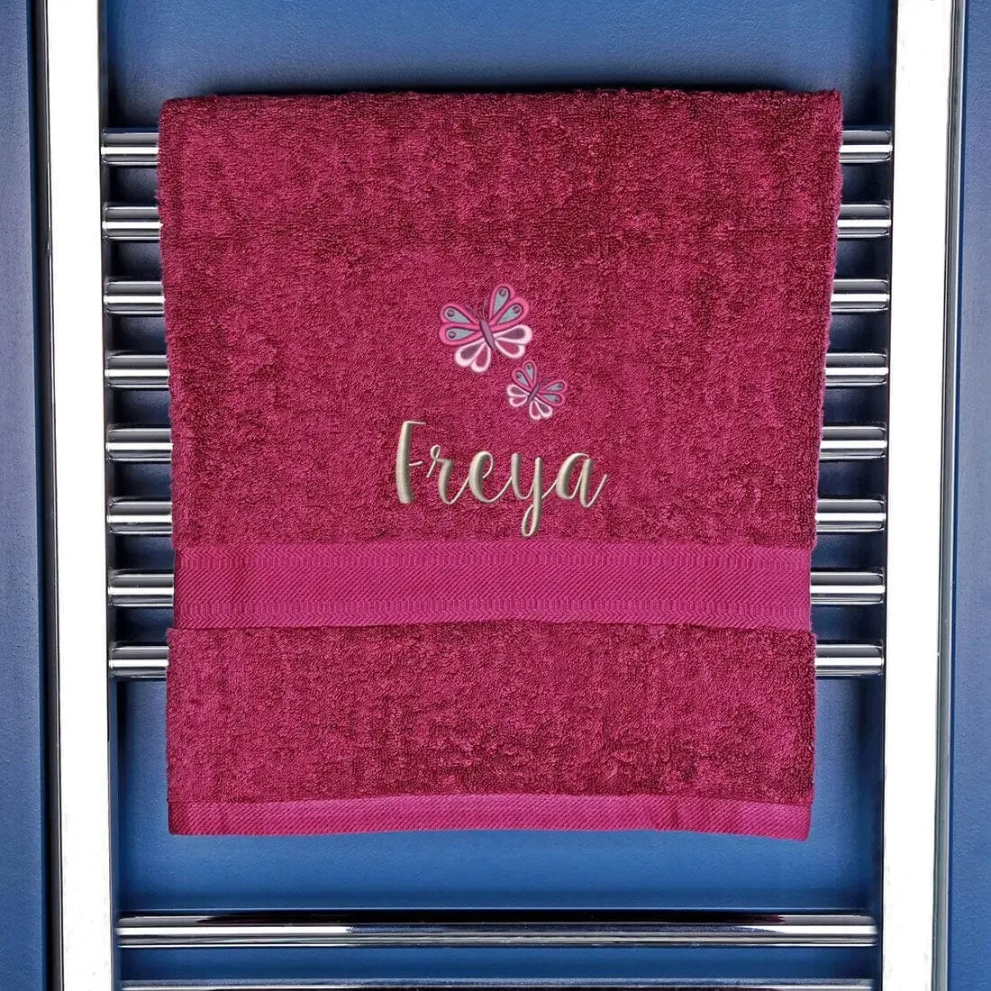 Girl's Personalised Butterfly Bath Towel