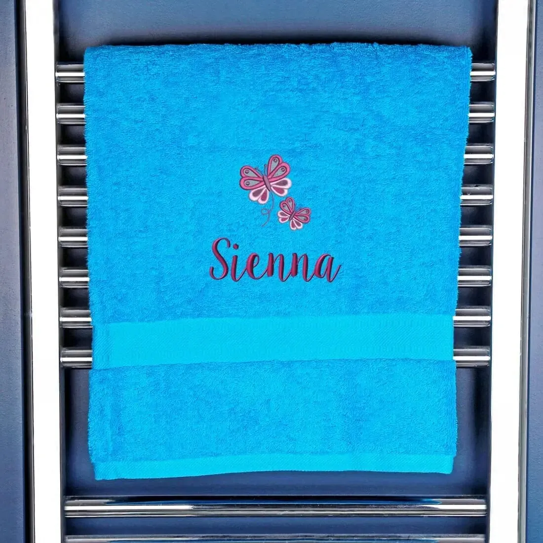 Girl's Personalised Butterfly Bath Towel