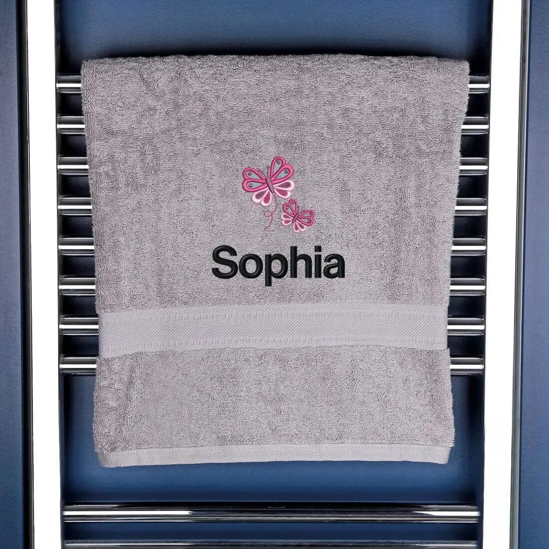 Girl's Personalised Butterfly Bath Towel