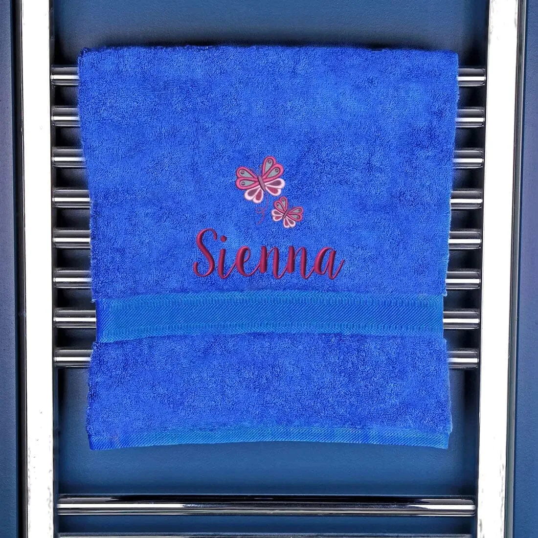 Girl's Personalised Butterfly Bath Towel