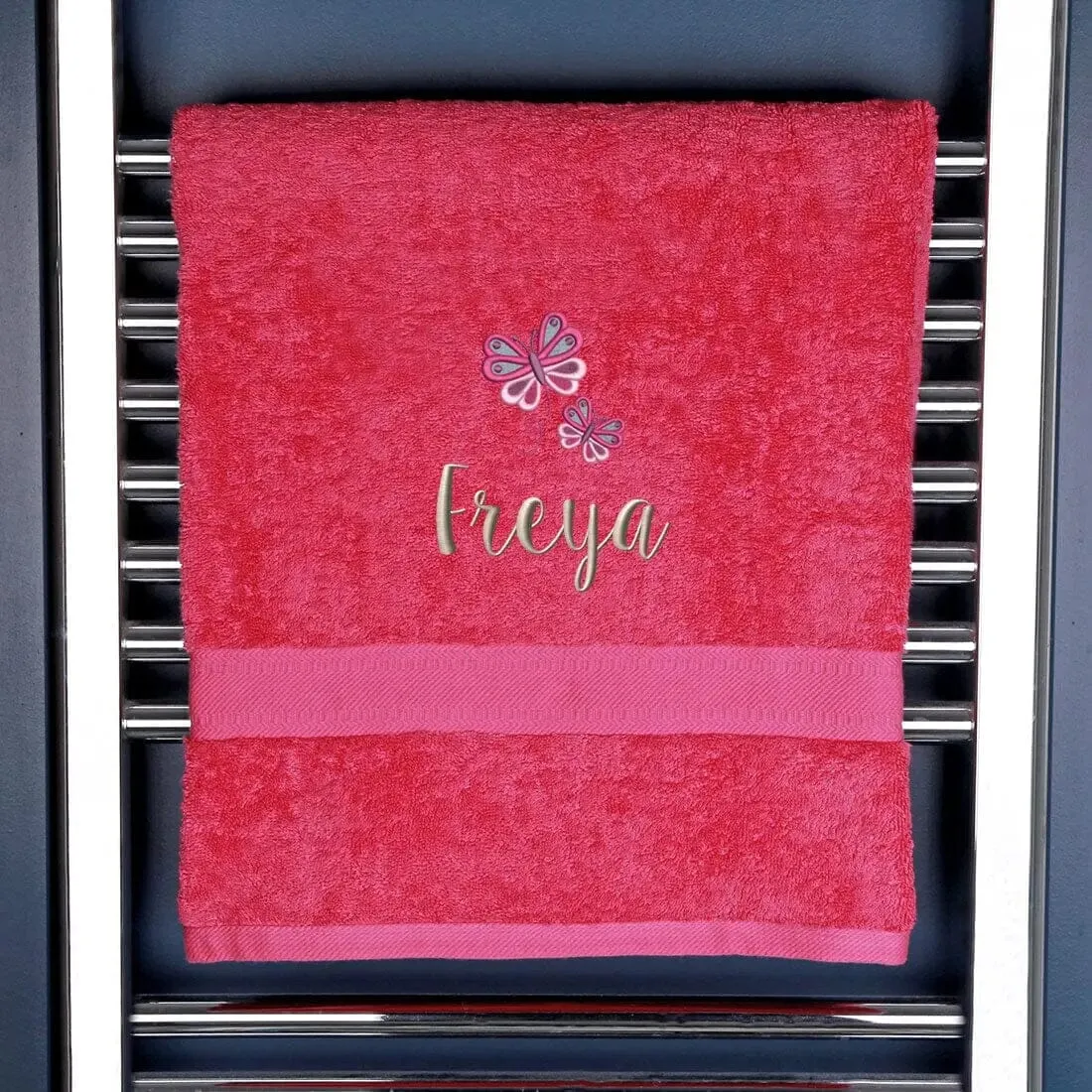 Girl's Personalised Butterfly Bath Towel