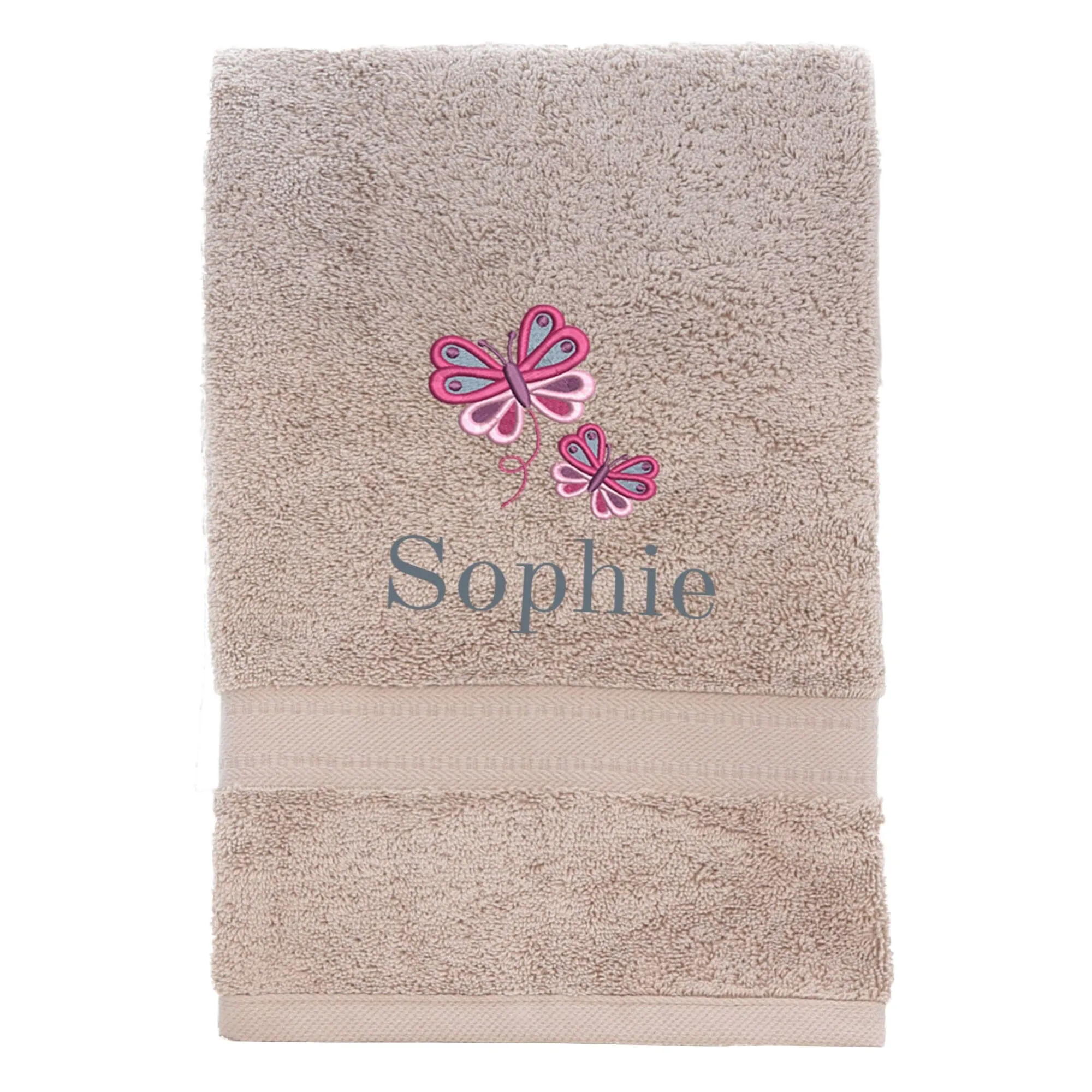 Girl's Personalised Butterfly Bath Towel