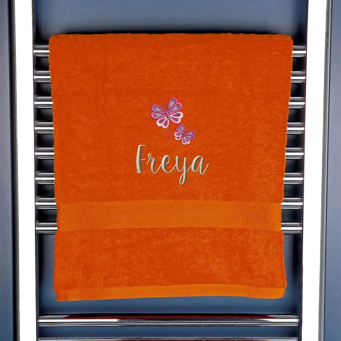 Girl's Personalised Butterfly Bath Towel