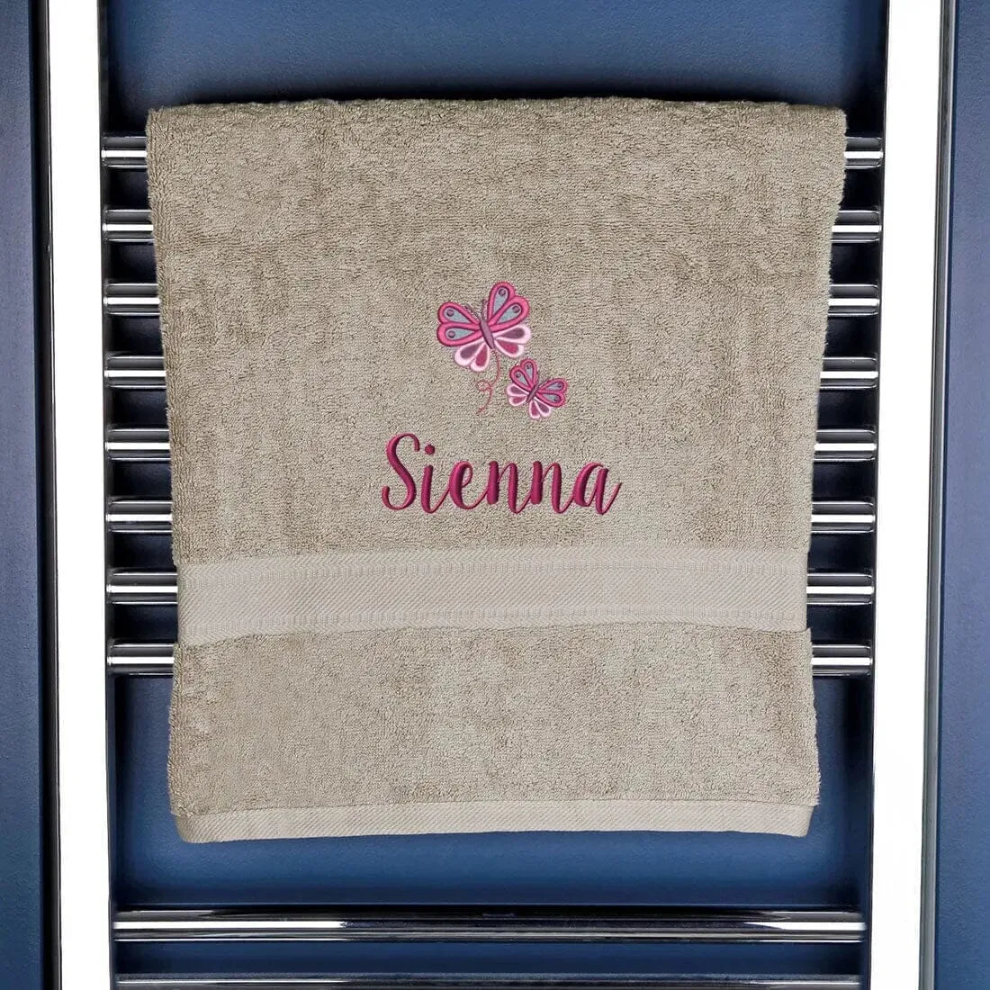 Girl's Personalised Butterfly Bath Towel