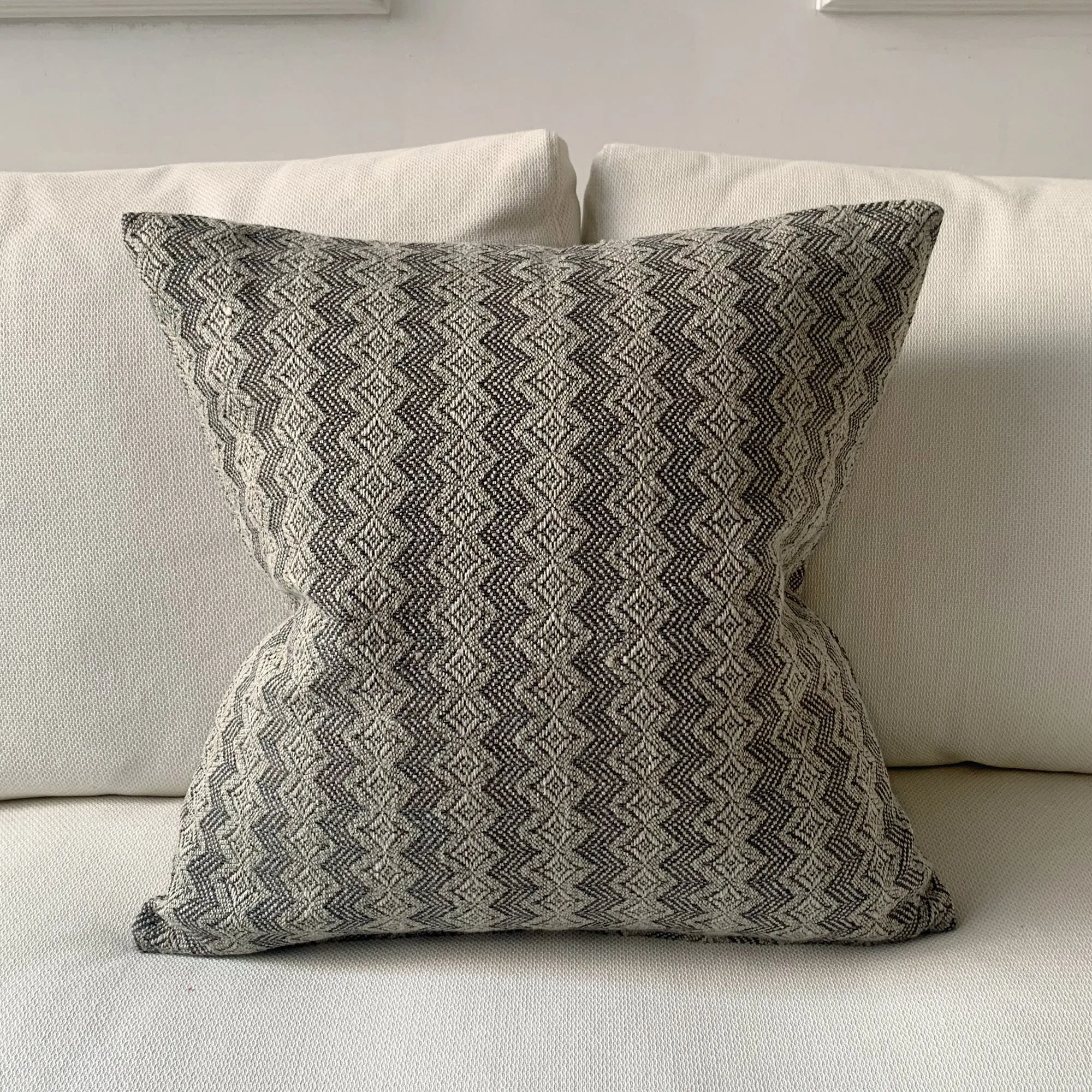 Gray Bohemian Ikat Throw Pillow Cover 22x22