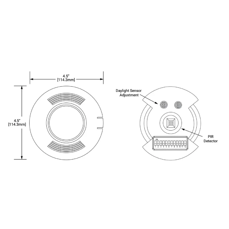 Greengate OAC-P-1500-R MicroSet PIR Low Voltage Ceiling Sensor w/ BAS Relay & Daylight Sensor, 1500 sq. ft.