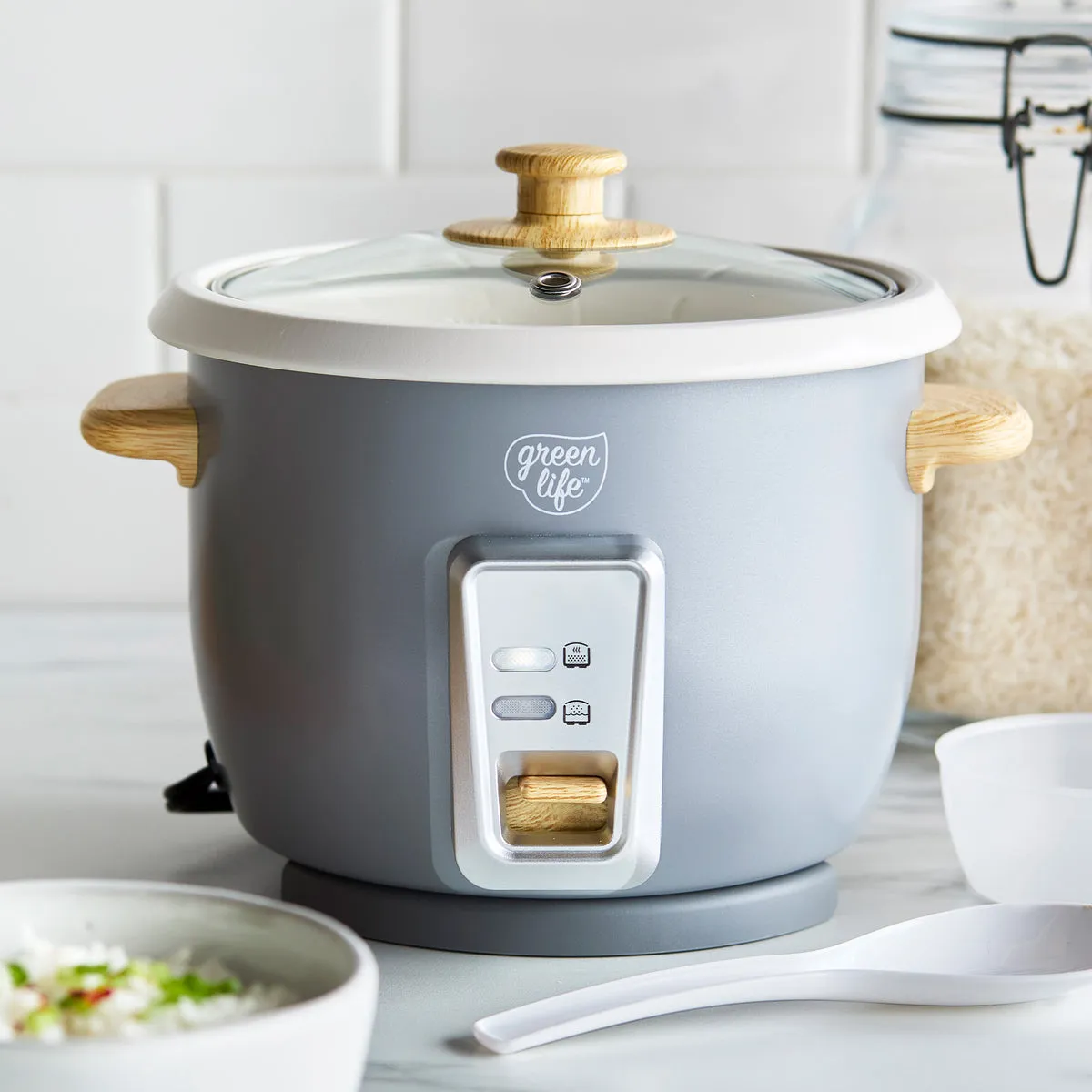 GreenLife 1.5-Quart Rice Cooker | Quartz Gray