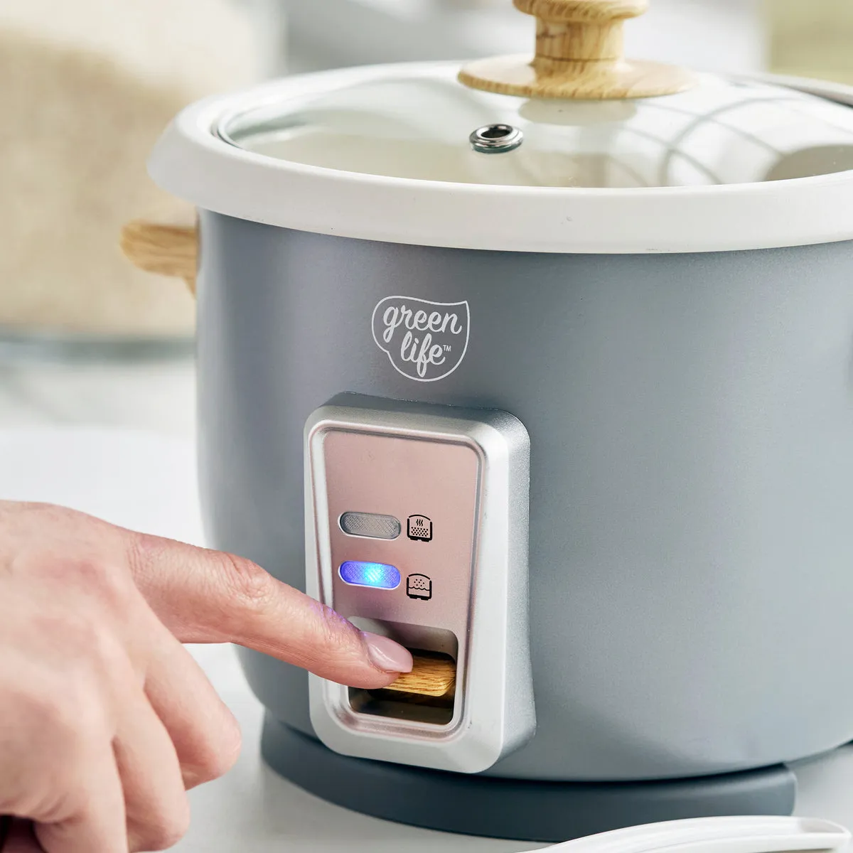 GreenLife 1.5-Quart Rice Cooker | Quartz Gray