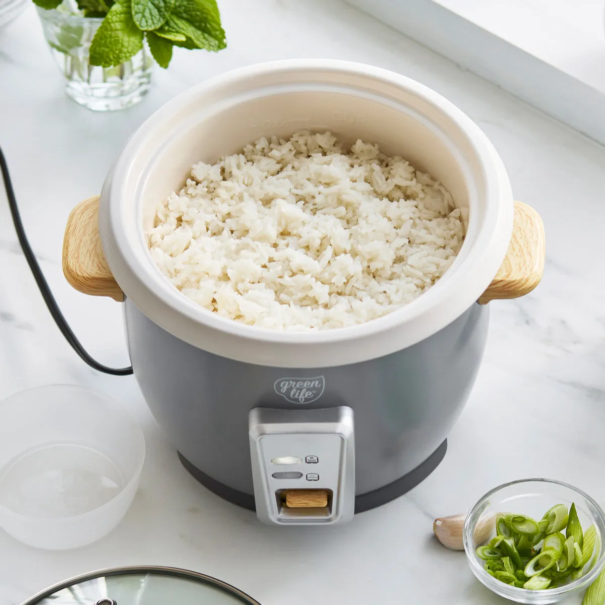 GreenLife 1.5-Quart Rice Cooker | Quartz Gray