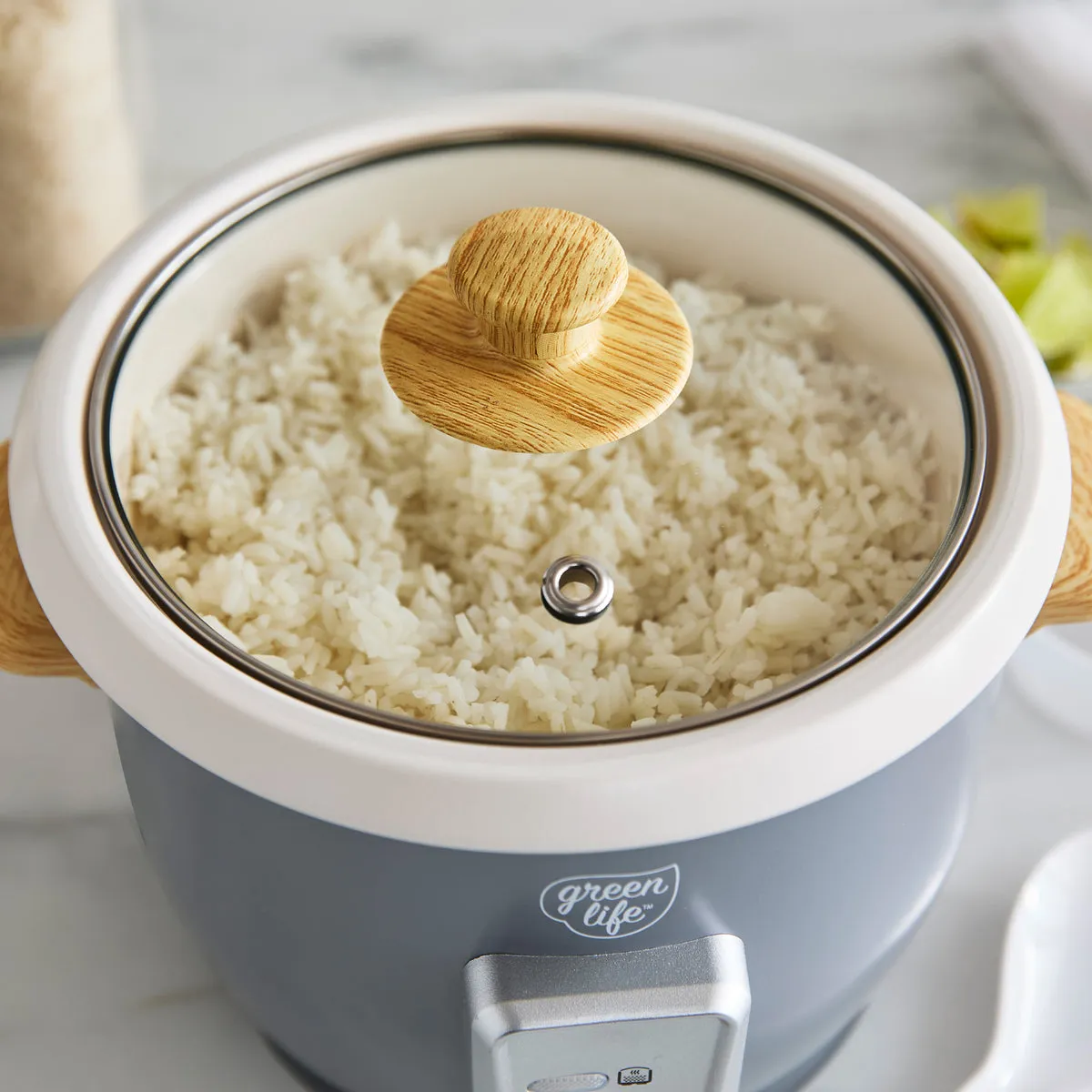 GreenLife 1.5-Quart Rice Cooker | Quartz Gray