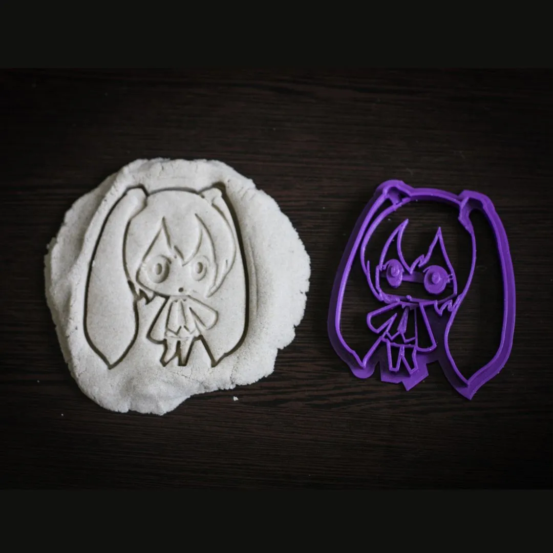 Hatsune Miku Cookie Cutter - Anime-Inspired Custom Biscuit and Fondant Cutter