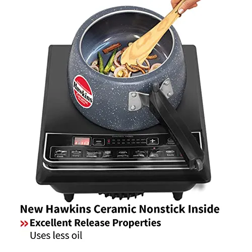 Hawkins 3 Litre Ceramic Nonstick Pressure Cooker, Induction Inner Lid Cooker, Granite Contura Shaped Cooker, Best Cooker (Icc30), 3 Liter