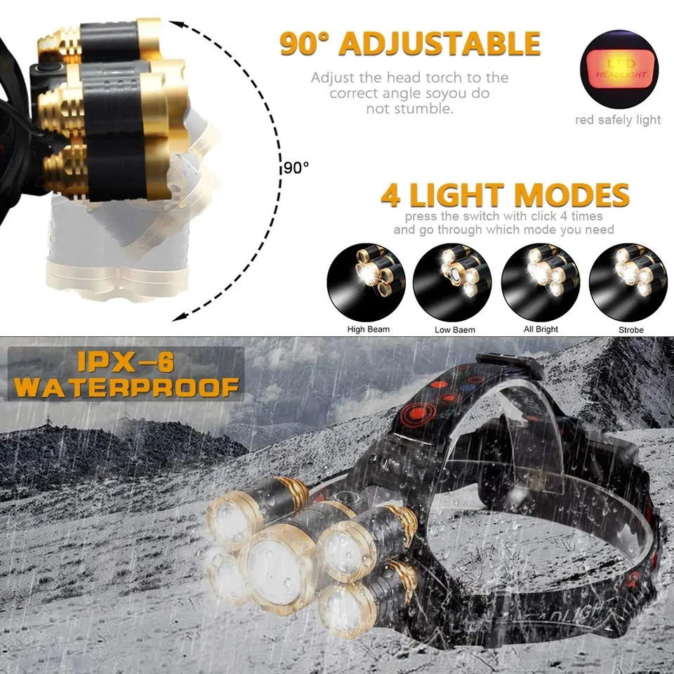 Headlight rechargeable 5 led