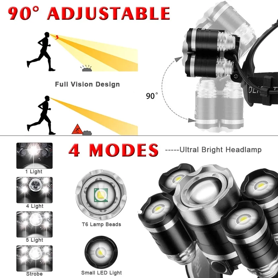 Headlight rechargeable 5 led