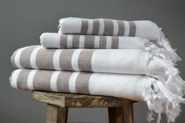 Herringbone Towels - Mocha