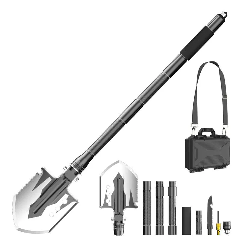 High Quality Stainless Steel Multi Function Outdoor Necessary Camping Shovel 13In1 Folding Outdoor Survival Shovel