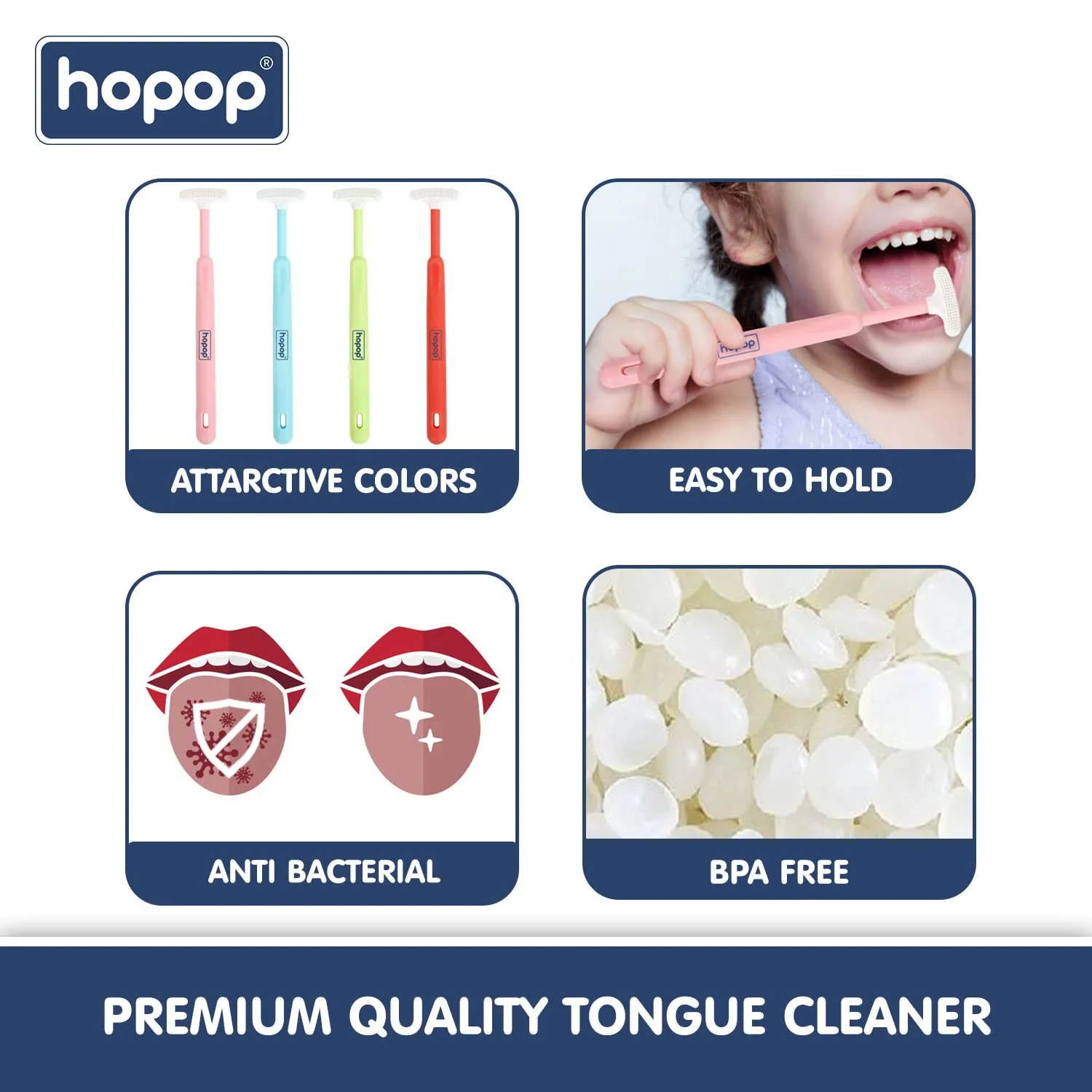 HOPOP Soft & Gentle Tender Tongue Cleaner For Babies - Red 6m 