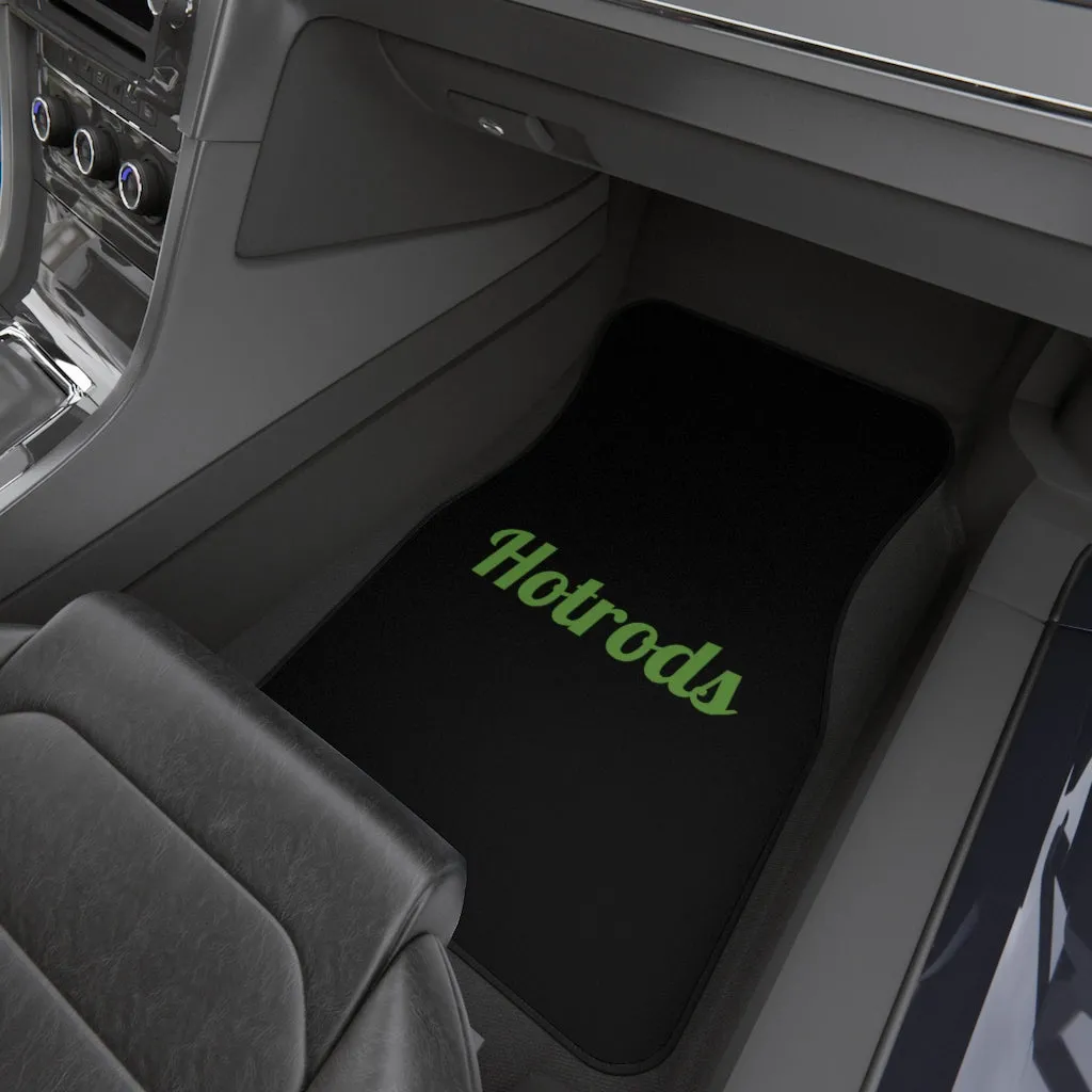 Hotrods Car Mats (Set of 4) - Black w/Green print