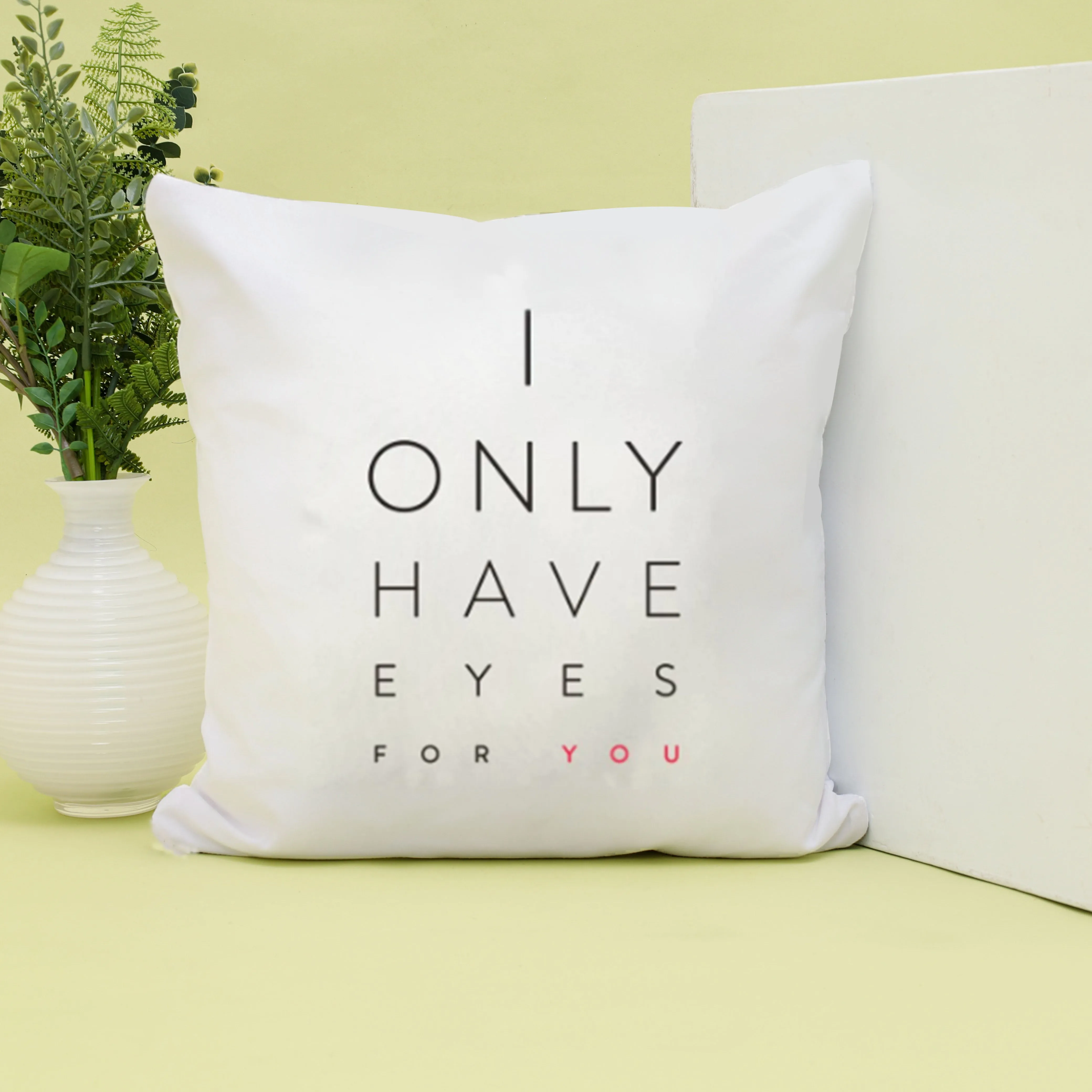 I Only Have Eyes For You Black Pink Font 18x18 Inch Throw Pillow Cover