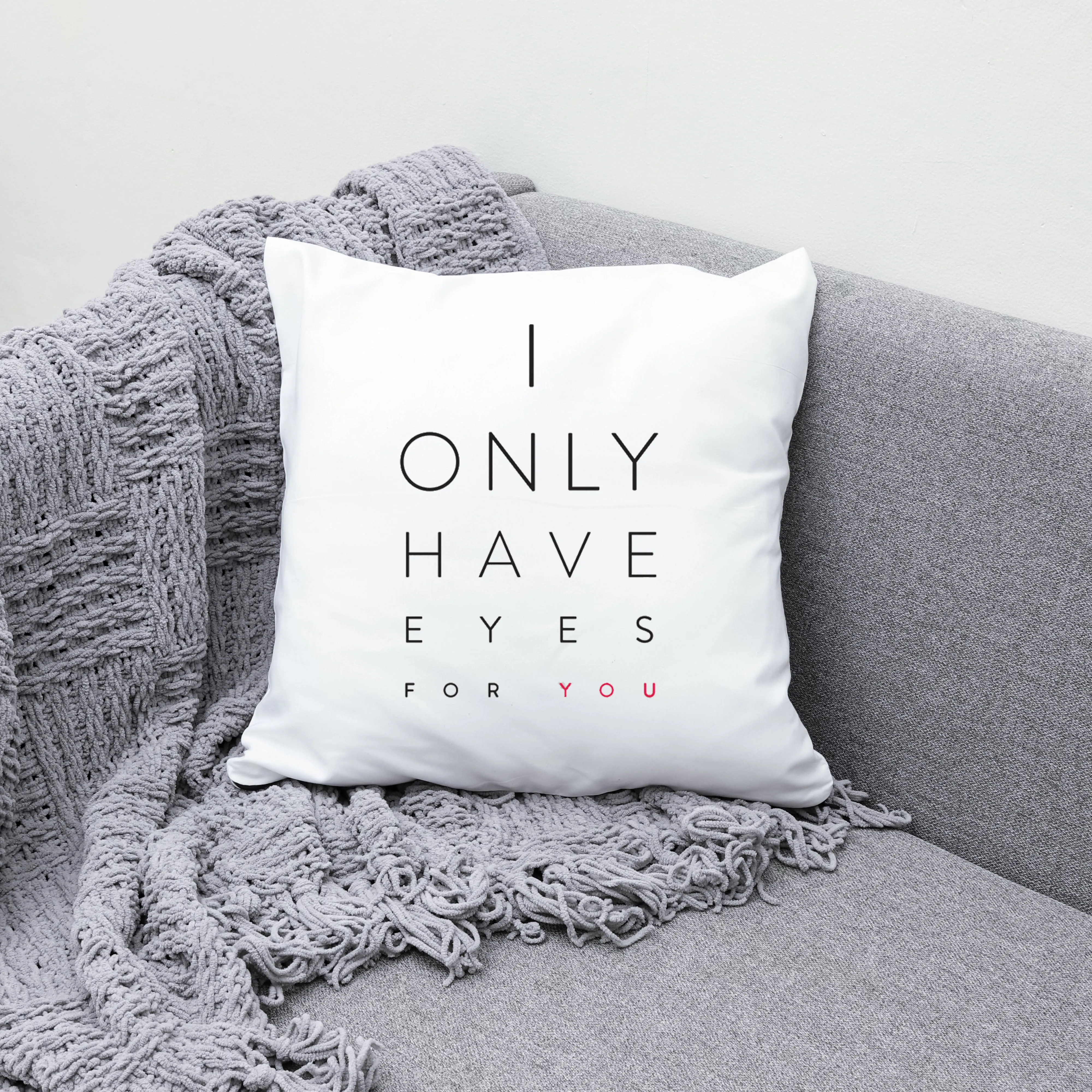 I Only Have Eyes For You Black Pink Font 18x18 Inch Throw Pillow Cover