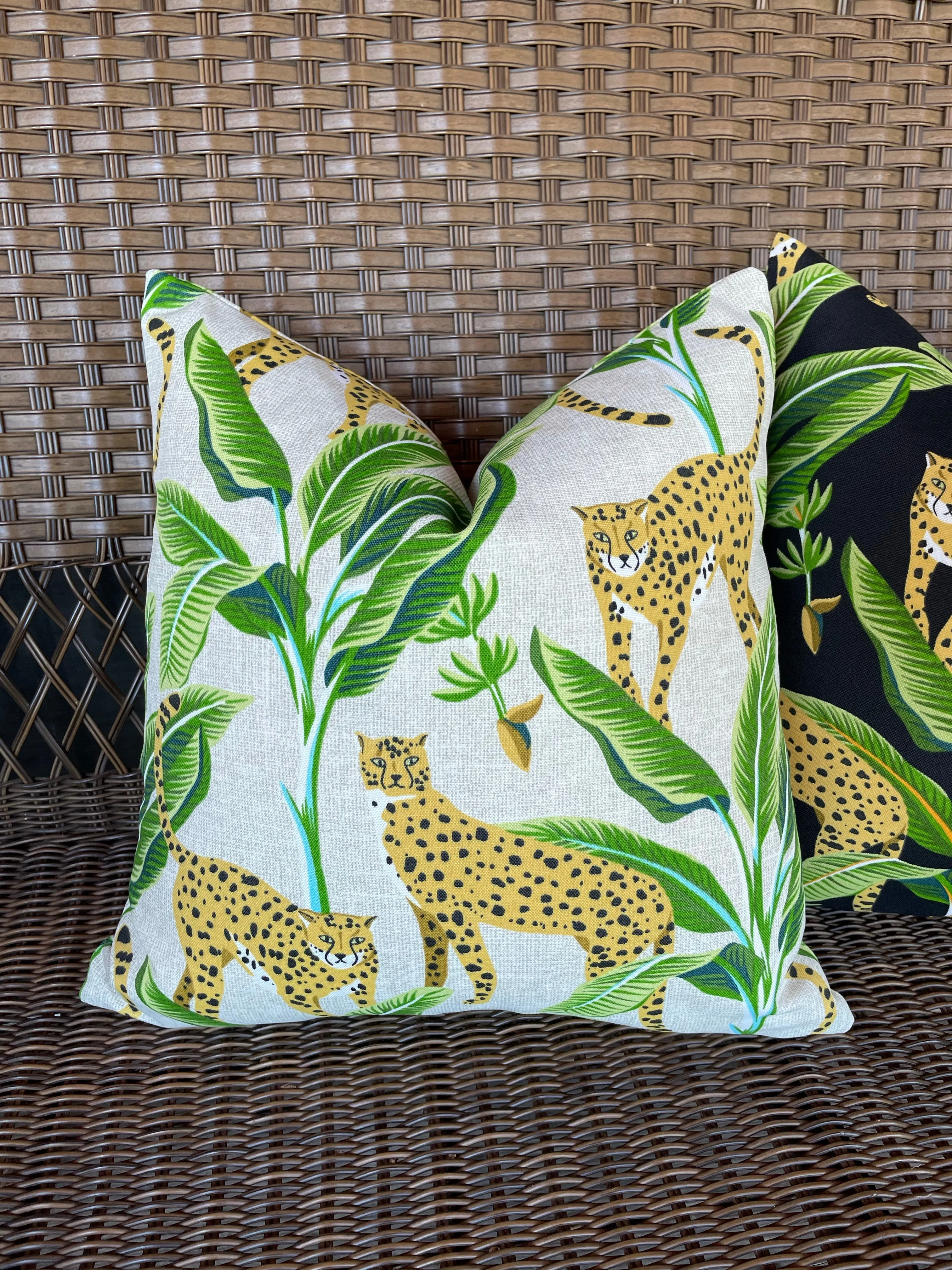 Indoor/Outdoor Cheetah Pillow Cover in Black or Cream