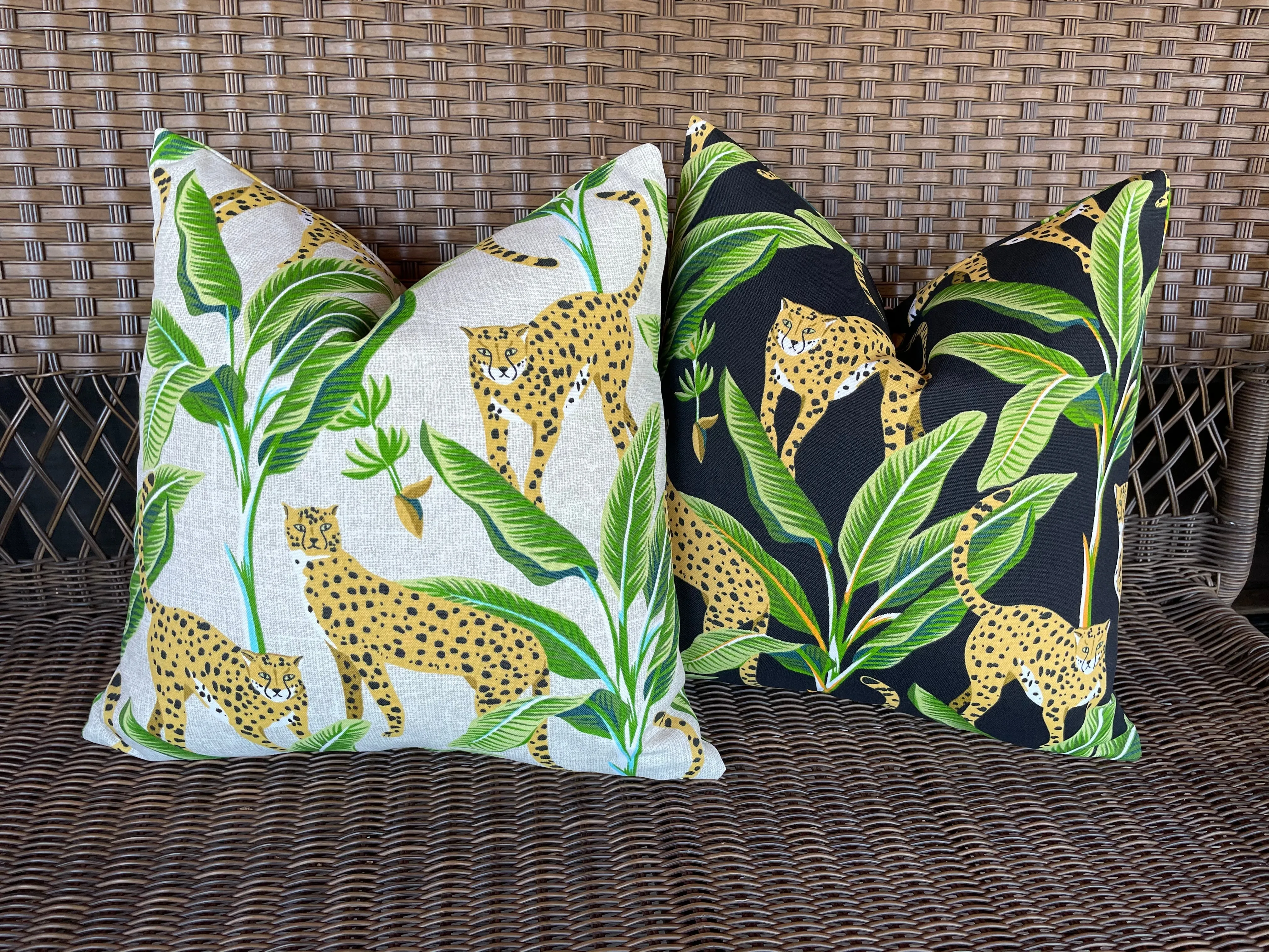 Indoor/Outdoor Cheetah Pillow Cover in Black or Cream