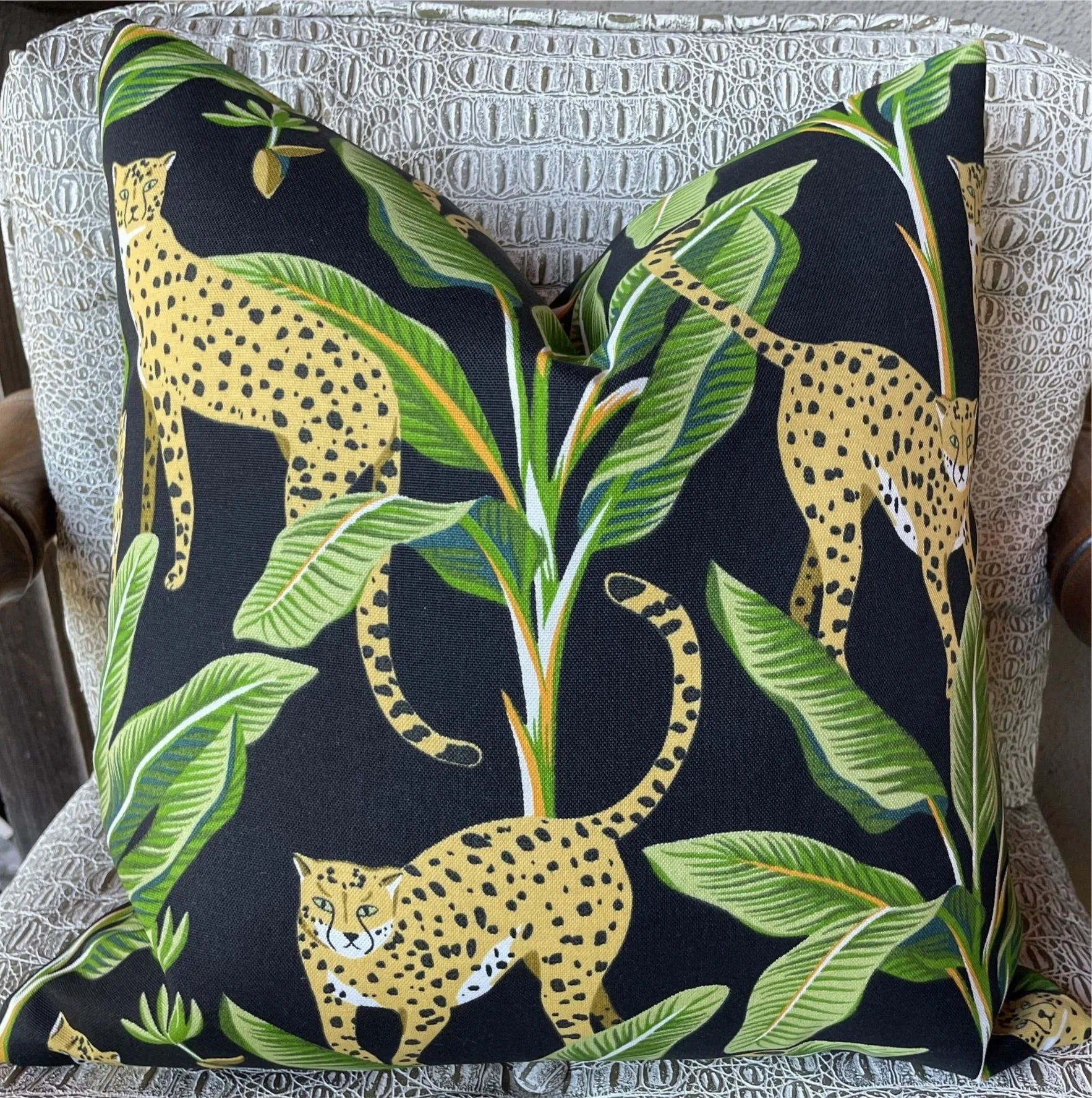 Indoor/Outdoor Cheetah Pillow Cover in Black or Cream