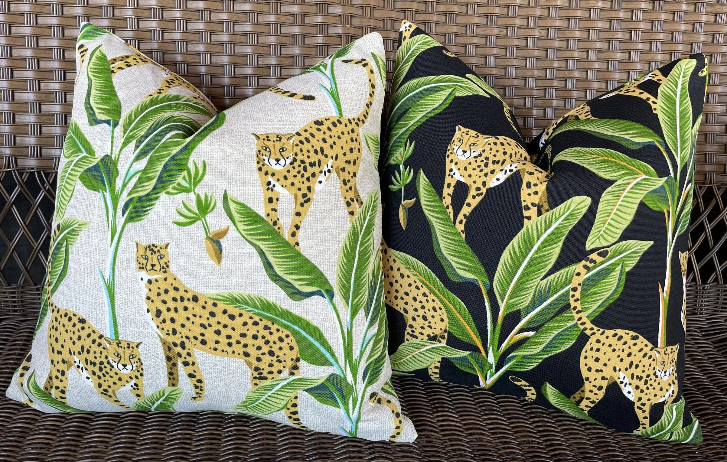 Indoor/Outdoor Cheetah Pillow Cover in Black or Cream