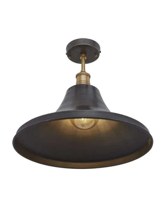 Industville Brooklyn Vintage Giant Bell Metal Flush Mount Ceiling Light