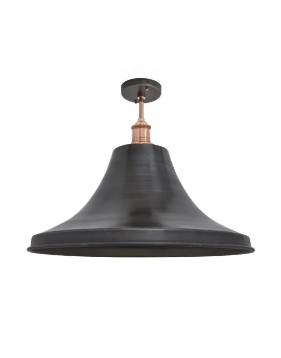 Industville Brooklyn Vintage Giant Bell Metal Flush Mount Ceiling Light