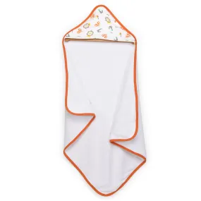 Infant Hooded Towel Wrap - Carnival Print White/Orange