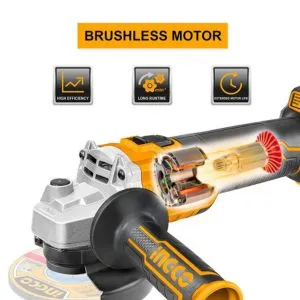 INGCO 20V 100mm Brushless Cordless Angle Grinder with charger and battery CAGLI201008