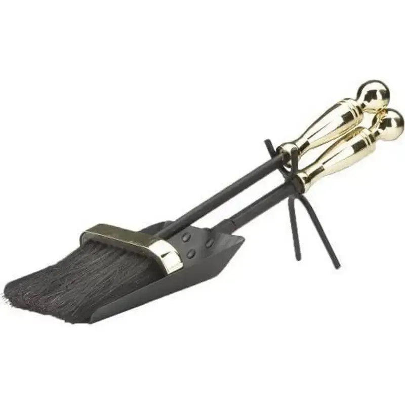 Inglenook Black Fire Shovel And Brush With Brass Handles Fire98