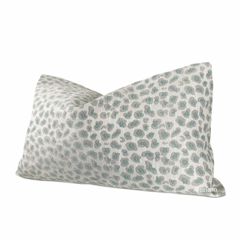 Jaclyn Mineral Green Gray Leopard Spot Pillow Cover