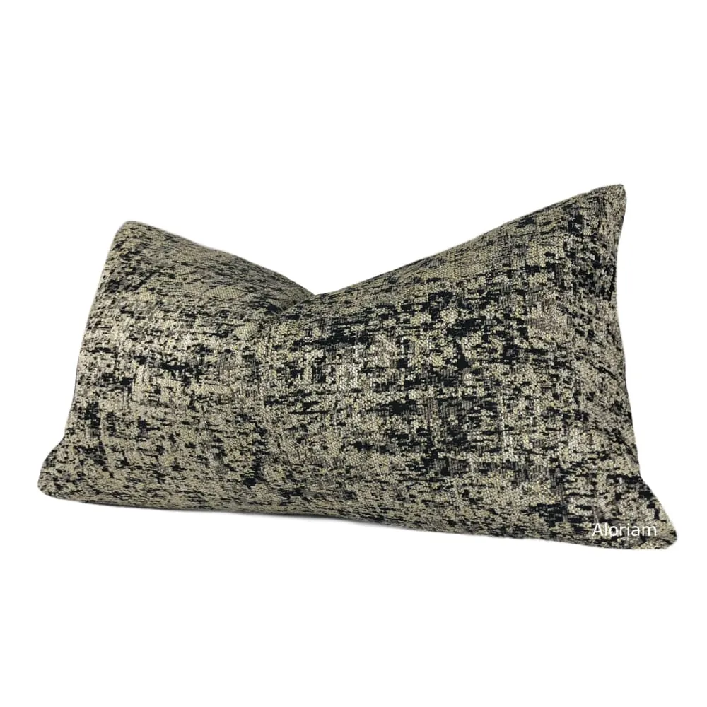 Jacqueline Black Metallic Gold Pyrite Pillow Cover