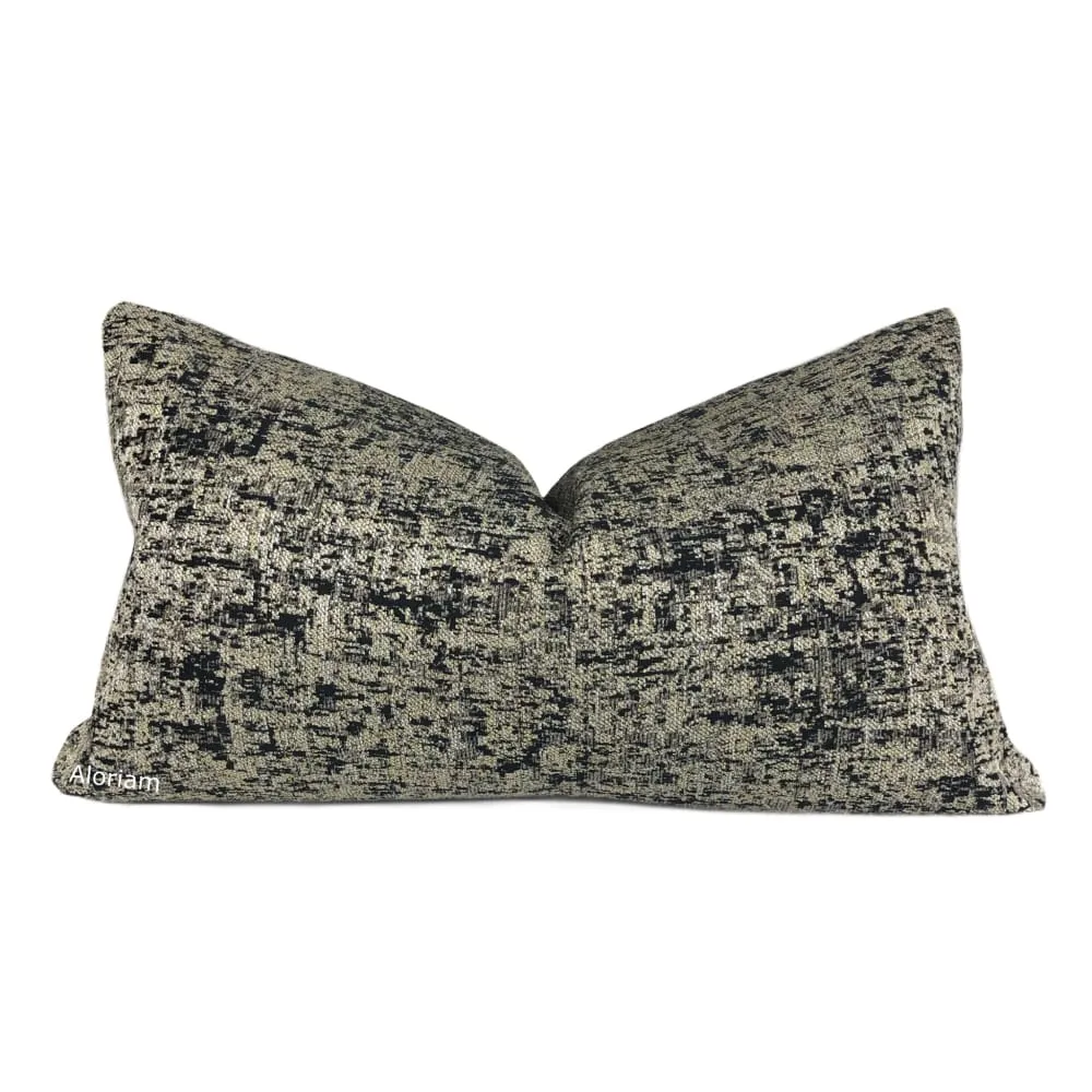 Jacqueline Black Metallic Gold Pyrite Pillow Cover