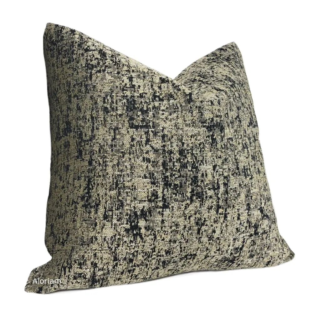 Jacqueline Black Metallic Gold Pyrite Pillow Cover