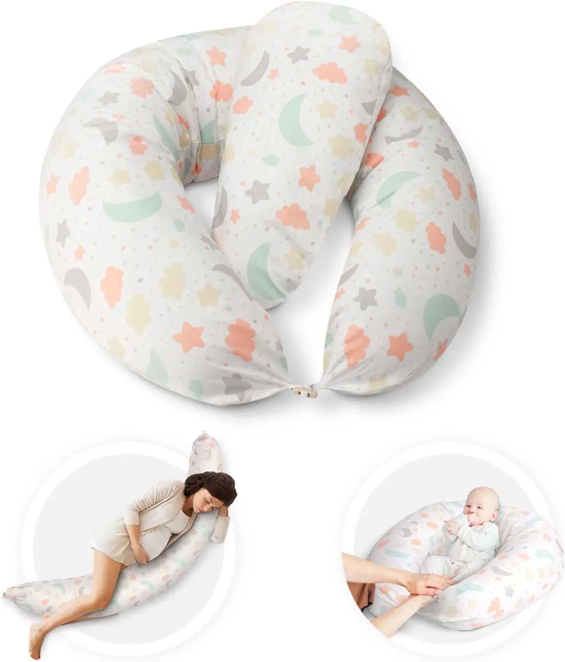 KIDOOLA 2-Pack Pregnancy Pillow & Feeding Cushion – Ultimate Support for Sleeping, Feeding, and Breastfeeding – Soft, Comfortable, Washable Maternity Pillows – Ideal Pregnancy Gift