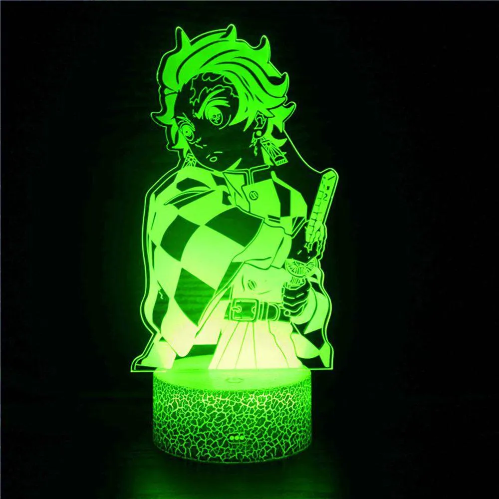 Kimetsu No Yaiba Tanjiro Kamado Figure 3d Night Lamp for Child Bedroom Decor Usb Table Lamp  Led Night Light Demon Slayer Gift