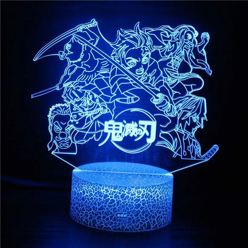 Kimetsu No Yaiba Tanjiro Kamado Figure 3d Night Lamp for Child Bedroom Decor Usb Table Lamp  Led Night Light Demon Slayer Gift