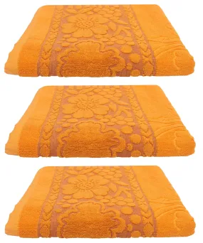 Kuber Industries 100 Percent Cotton 3 Pieces Full Size Bath Towel 30"x60" (Yellow), CTKTC13787