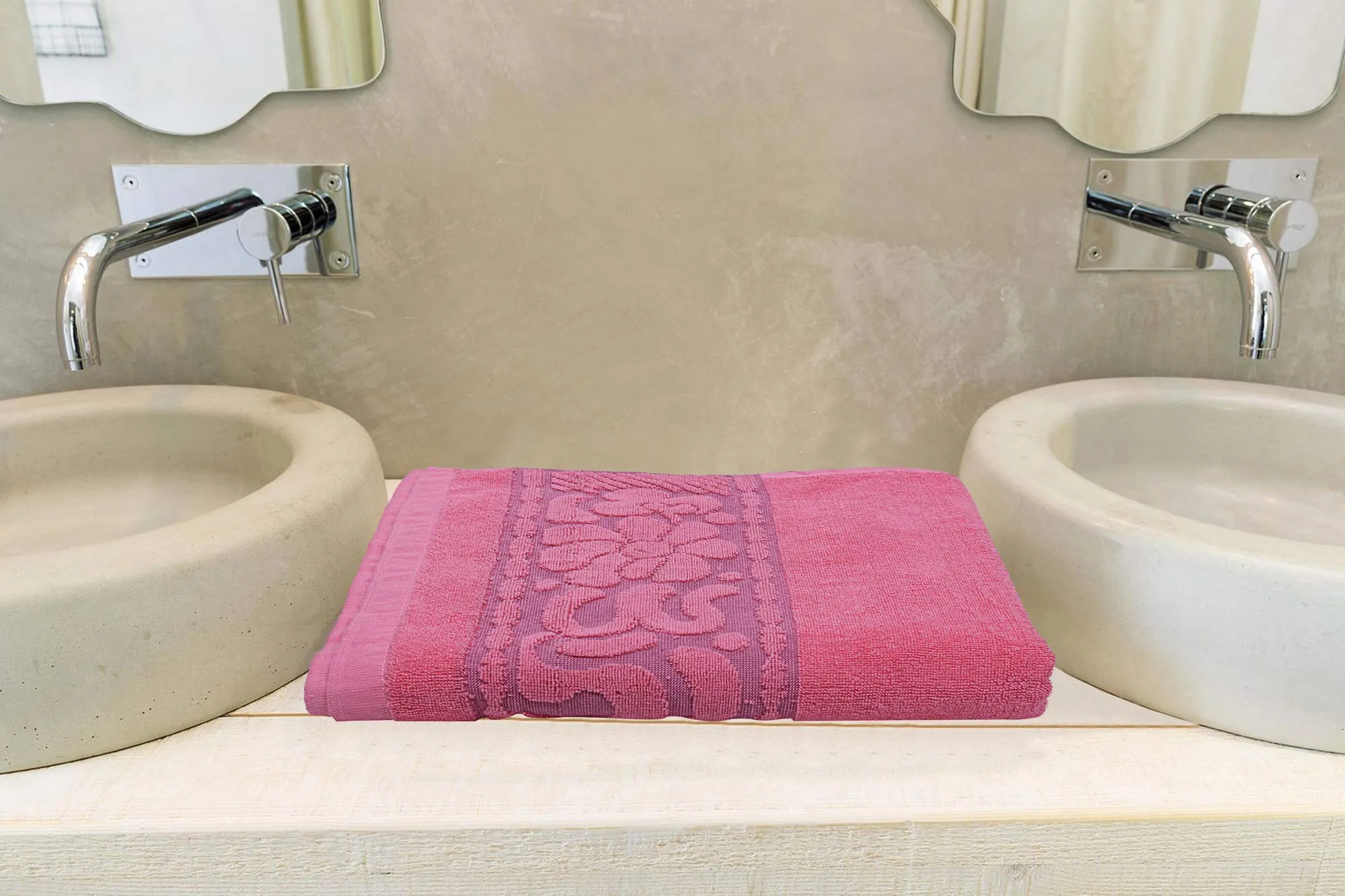 Kuber Industries Cotton Bath Towel (30"x60", Pink, Full Size, 2 Pieces)-CTKTC29900