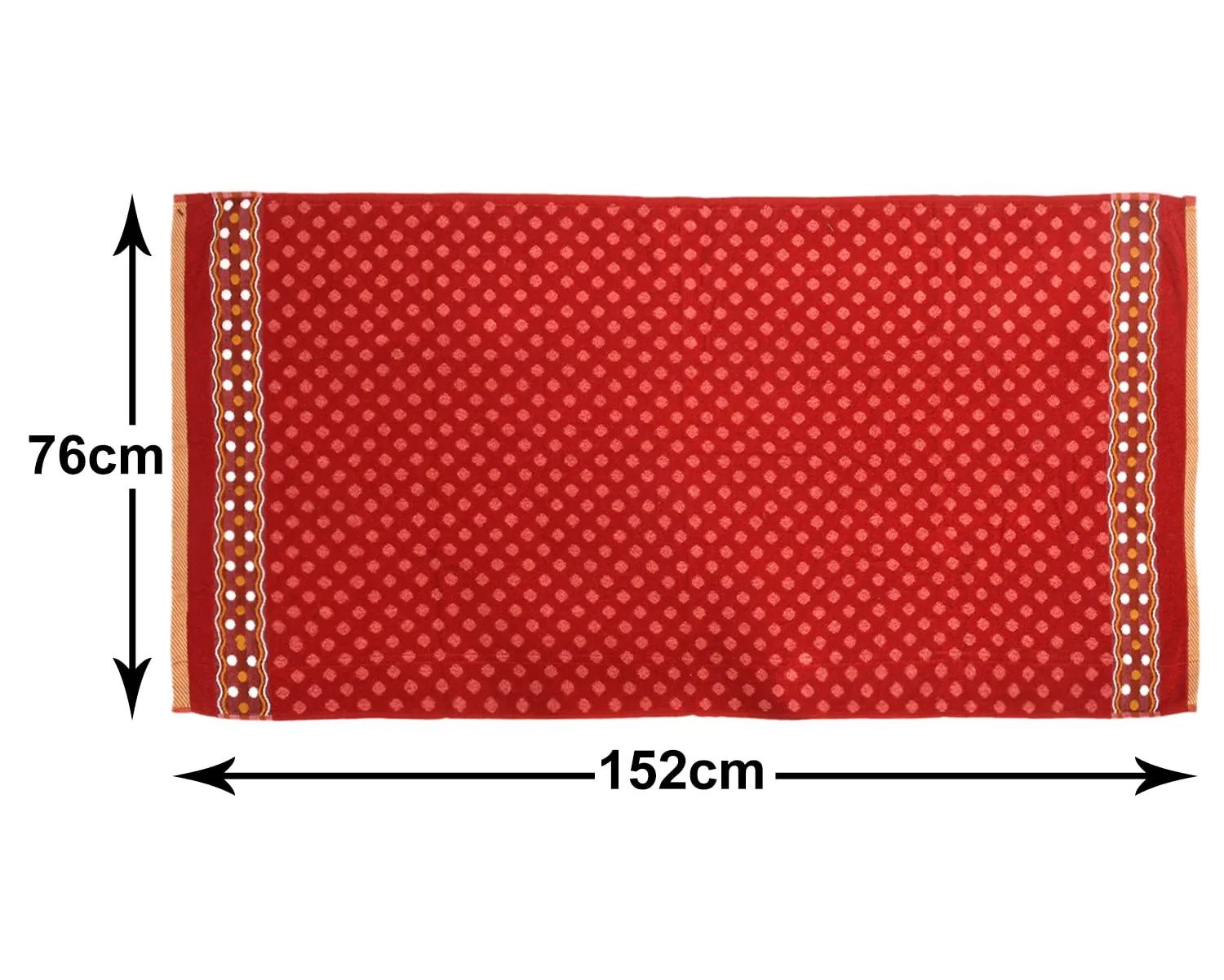 Kuber Industries Luxurious Dot Printed Soft Cotton Bath Towel Perfect for Daily Use, 30"x60" - Pack of 3 (Red)-50KM01787