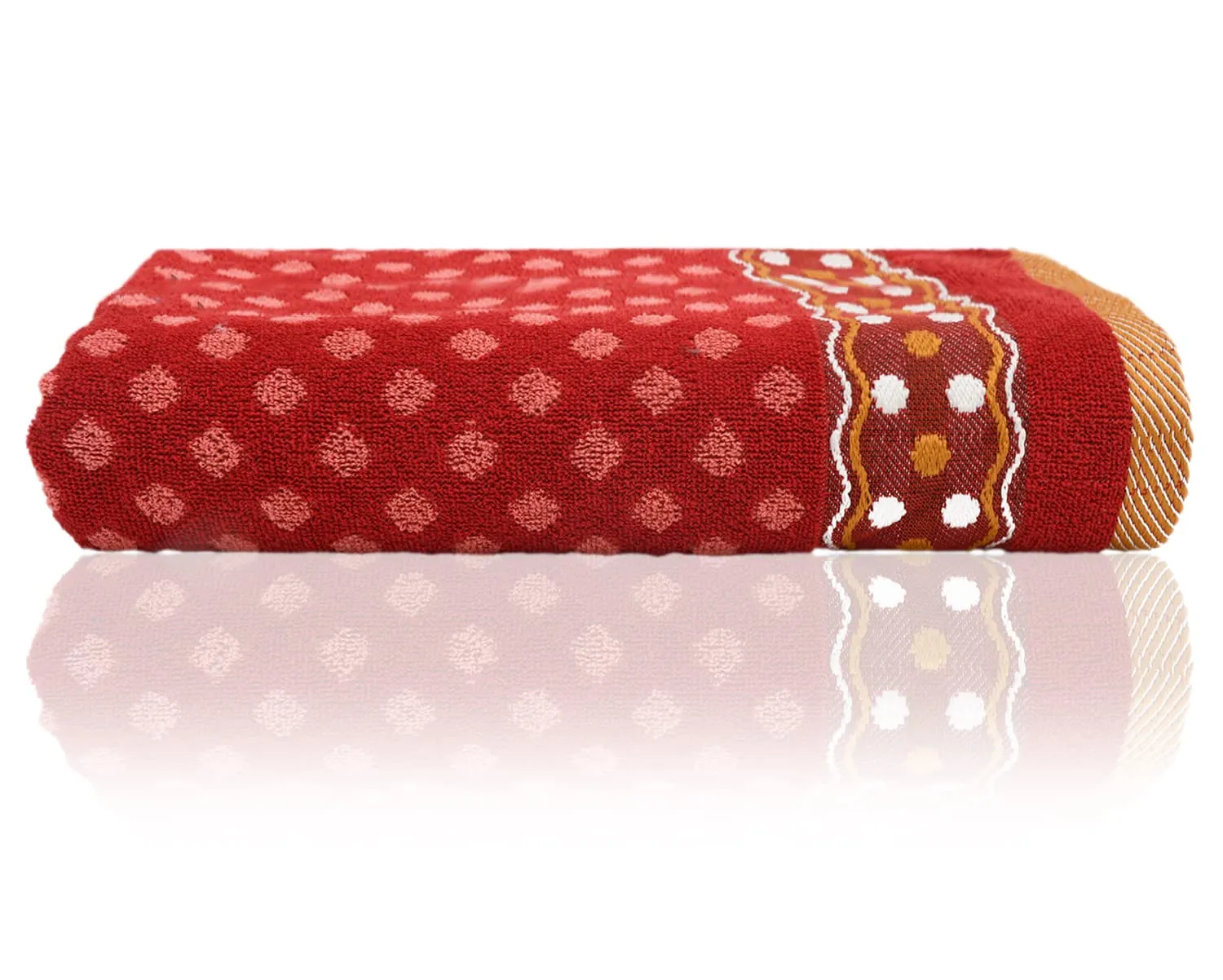 Kuber Industries Luxurious Dot Printed Soft Cotton Bath Towel Perfect for Daily Use, 30"x60" - Pack of 3 (Red)-50KM01787