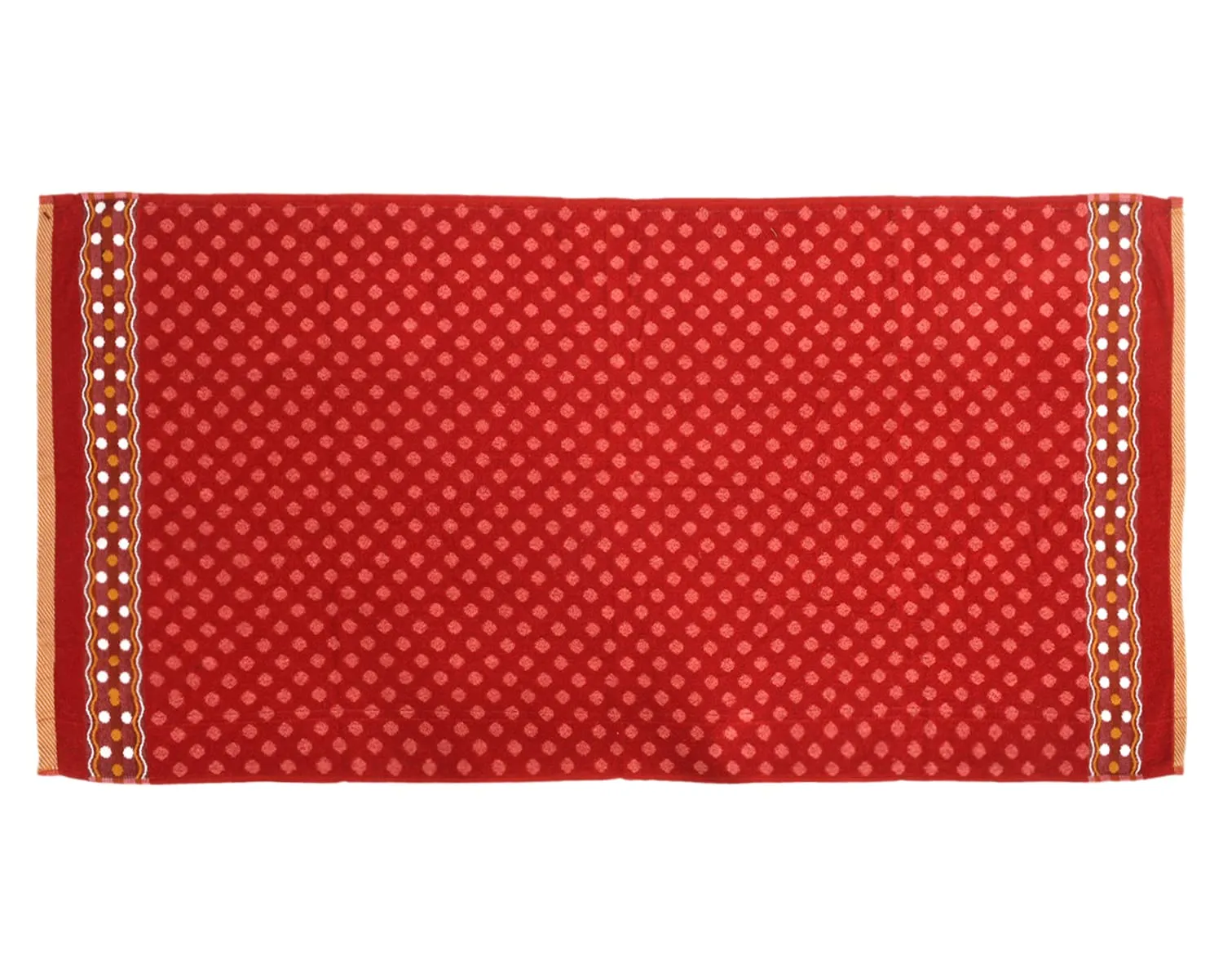 Kuber Industries Luxurious Dot Printed Soft Cotton Bath Towel Perfect for Daily Use, 30"x60" - Pack of 3 (Red)-50KM01787